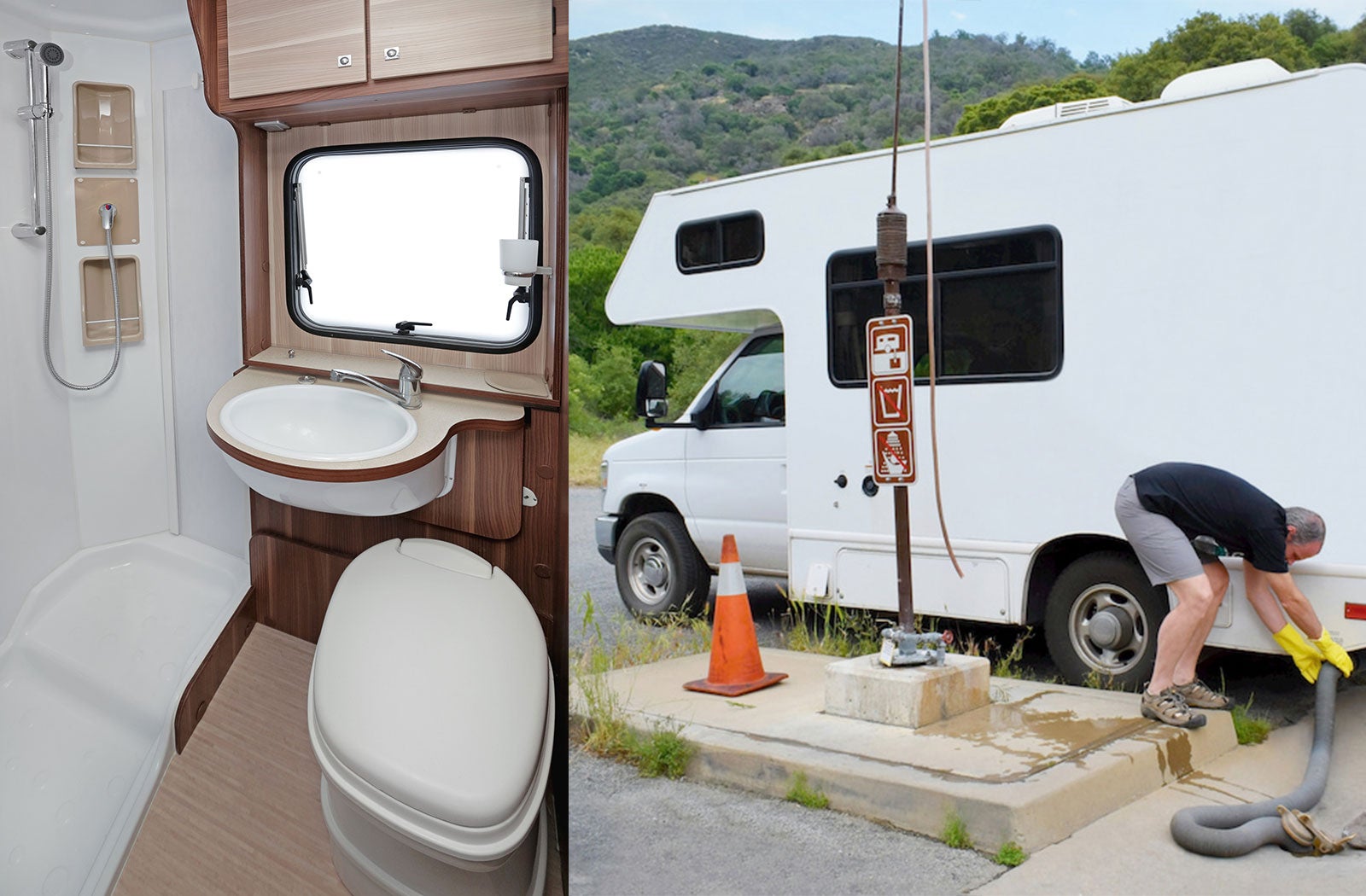 Portable RV/camper toilet and holding tank setup in Dayton, Ohio